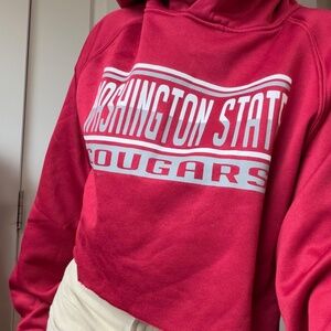 Washington State Vintage Red Crop Hoodie Large